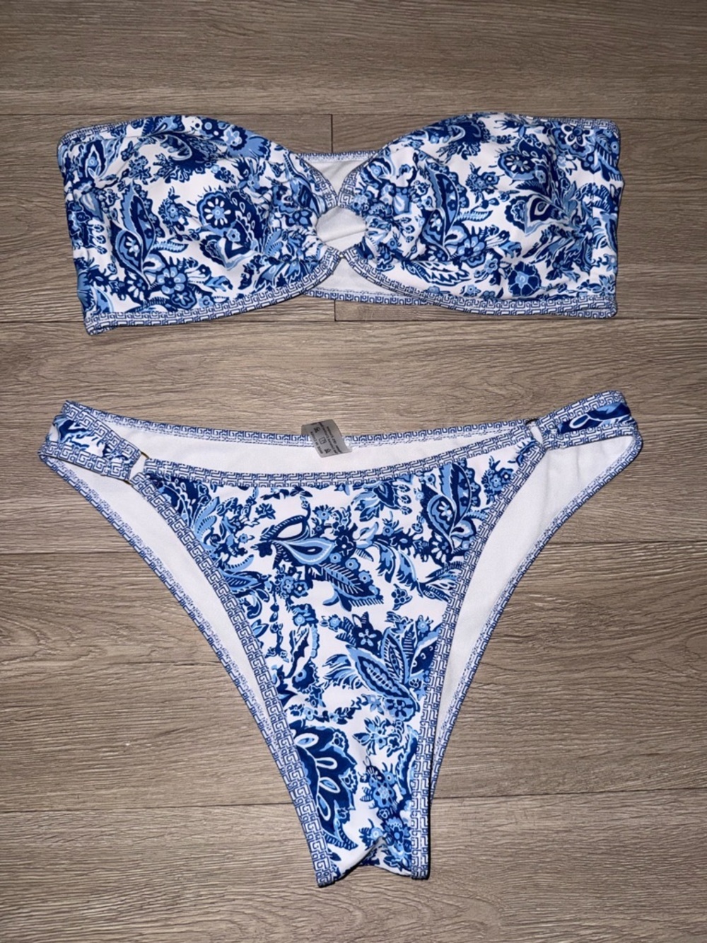 Blue Paisley Bandeau Bikini Set - Women Swim